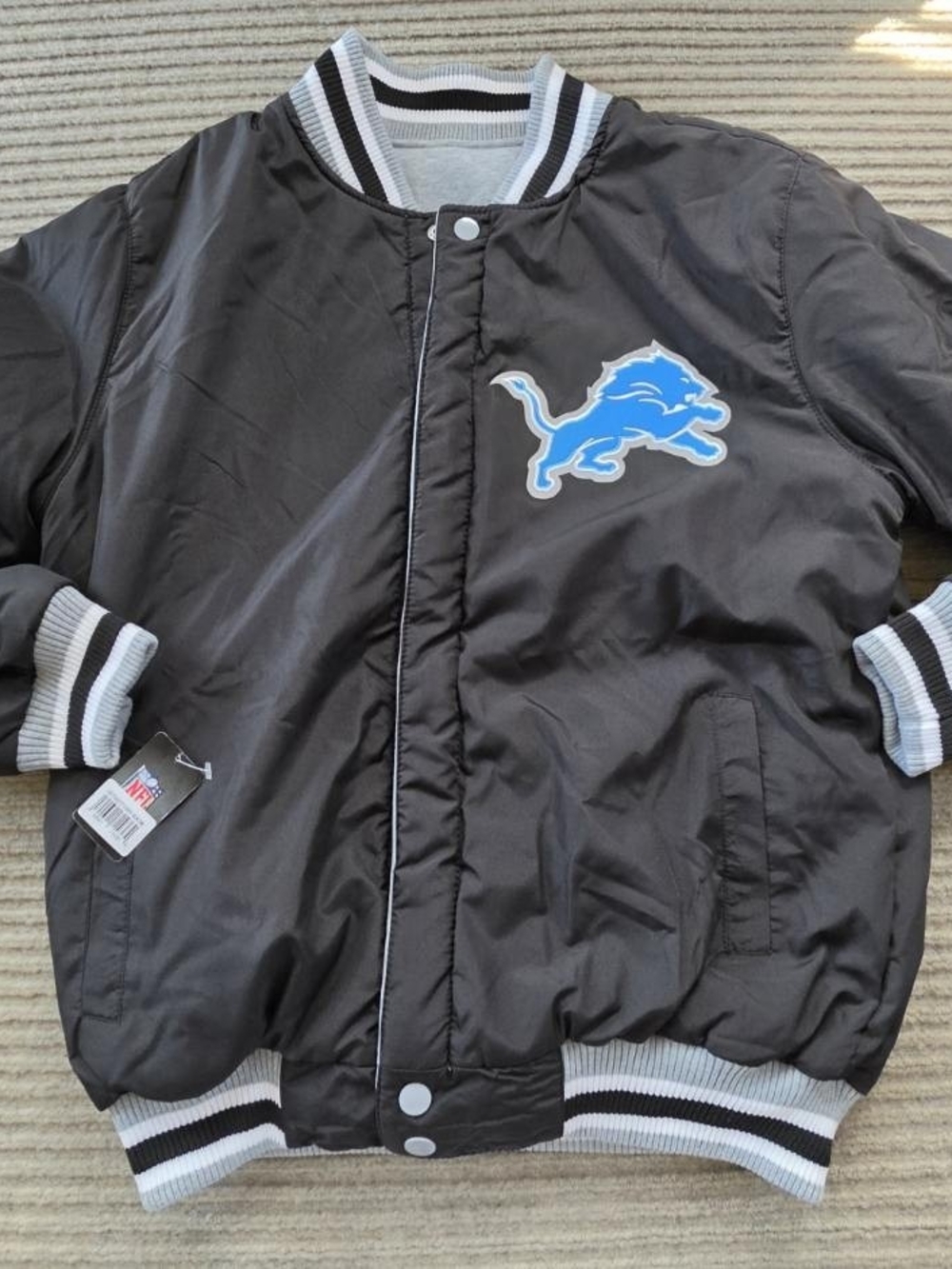 NFL Detroit Lions Reversible Sz Small Fleece Jacket Embroidered Logos JH Design